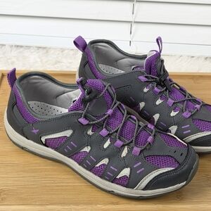 Eddie Bauer Purple and Gray Athletic Shoes With Mesh Sides And Toe Area